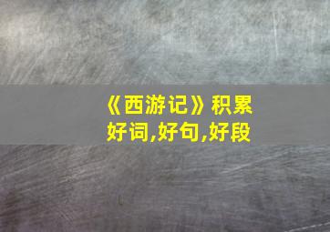 《西游记》积累好词,好句,好段