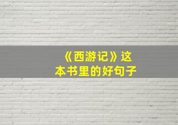 《西游记》这本书里的好句子