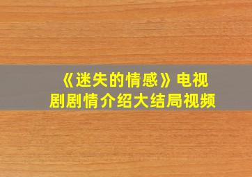 《迷失的情感》电视剧剧情介绍大结局视频