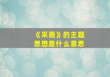 《采薇》的主题思想是什么意思