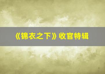 《锦衣之下》收官特辑