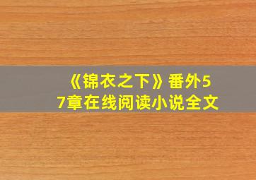 《锦衣之下》番外57章在线阅读小说全文