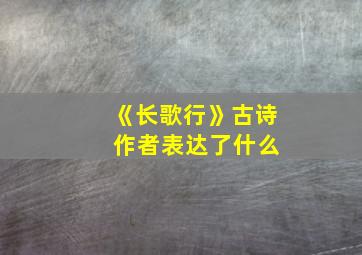 《长歌行》古诗 作者表达了什么