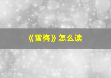 《雪梅》怎么读