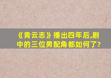 《青云志》播出四年后,剧中的三位男配角都如何了?