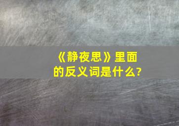 《静夜思》里面的反义词是什么?