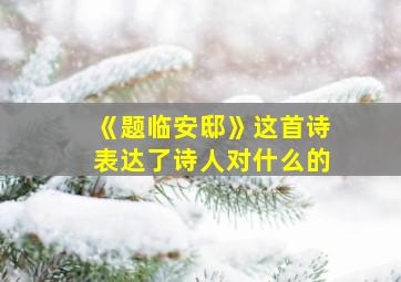 《题临安邸》这首诗表达了诗人对什么的