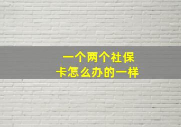 一个两个社保卡怎么办的一样