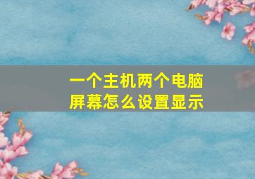 一个主机两个电脑屏幕怎么设置显示