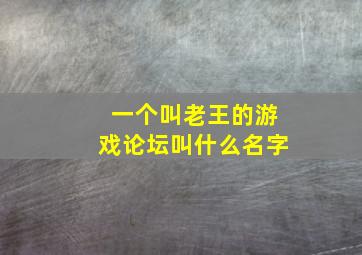 一个叫老王的游戏论坛叫什么名字