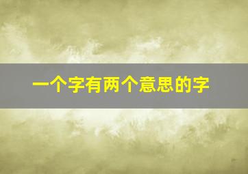 一个字有两个意思的字