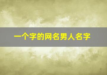 一个字的网名男人名字