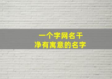 一个字网名干净有寓意的名字