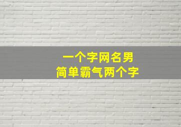 一个字网名男简单霸气两个字