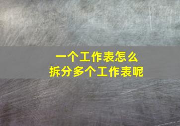 一个工作表怎么拆分多个工作表呢