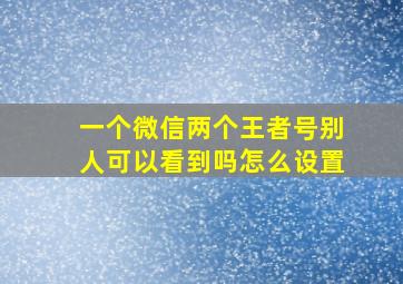 一个微信两个王者号别人可以看到吗怎么设置