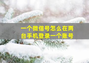 一个微信号怎么在两台手机登录一个账号