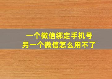 一个微信绑定手机号另一个微信怎么用不了