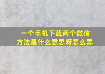 一个手机下载两个微信方法是什么意思呀怎么弄