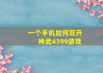 一个手机如何双开神武4399游戏