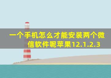 一个手机怎么才能安装两个微信软件呢苹果12.1.2.3