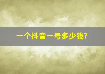 一个抖音一号多少钱?