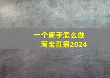 一个新手怎么做淘宝直播2024