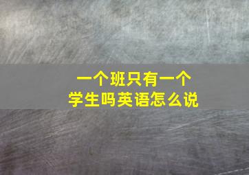 一个班只有一个学生吗英语怎么说