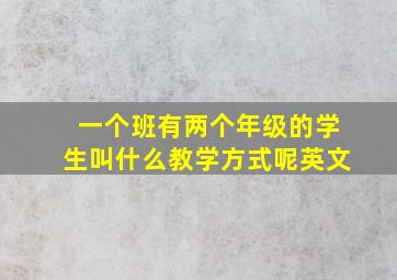 一个班有两个年级的学生叫什么教学方式呢英文