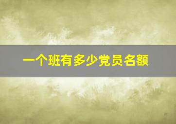 一个班有多少党员名额