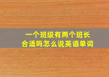 一个班级有两个班长合适吗怎么说英语单词