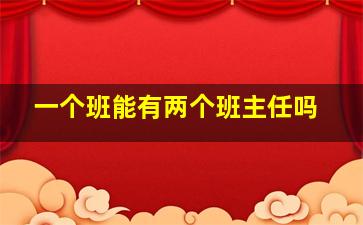 一个班能有两个班主任吗