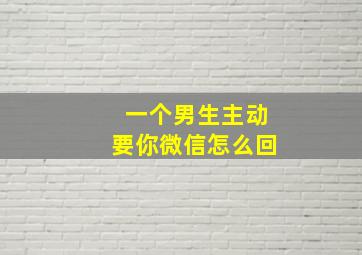 一个男生主动要你微信怎么回