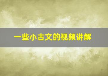 一些小古文的视频讲解