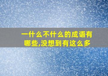 一什么不什么的成语有哪些,没想到有这么多