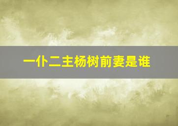 一仆二主杨树前妻是谁