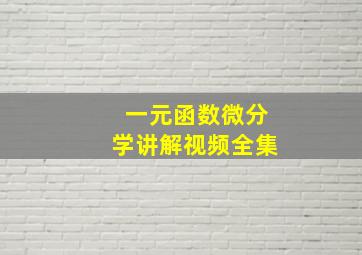 一元函数微分学讲解视频全集