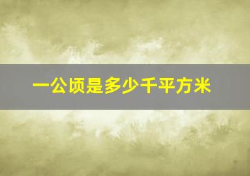 一公顷是多少千平方米