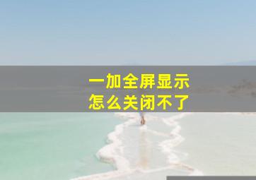 一加全屏显示怎么关闭不了