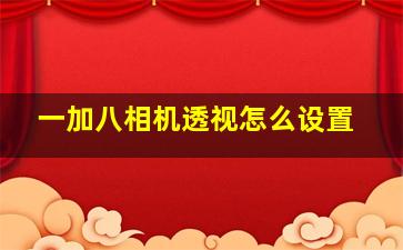 一加八相机透视怎么设置