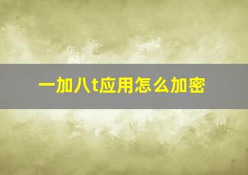 一加八t应用怎么加密