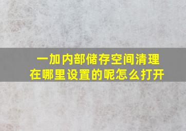 一加内部储存空间清理在哪里设置的呢怎么打开