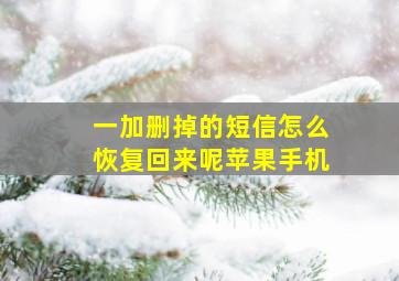 一加删掉的短信怎么恢复回来呢苹果手机