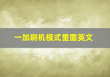 一加刷机模式里面英文