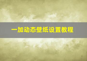 一加动态壁纸设置教程