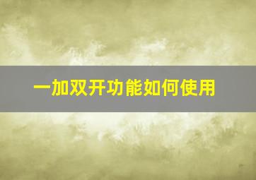 一加双开功能如何使用