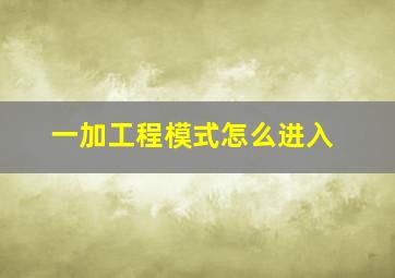 一加工程模式怎么进入