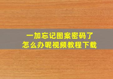 一加忘记图案密码了怎么办呢视频教程下载