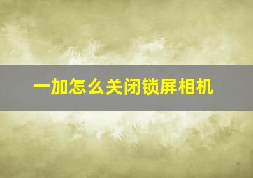 一加怎么关闭锁屏相机