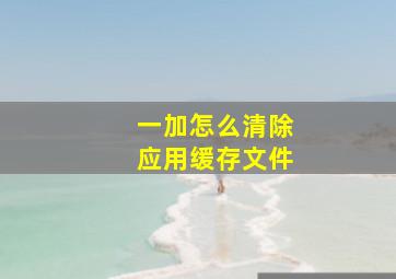 一加怎么清除应用缓存文件